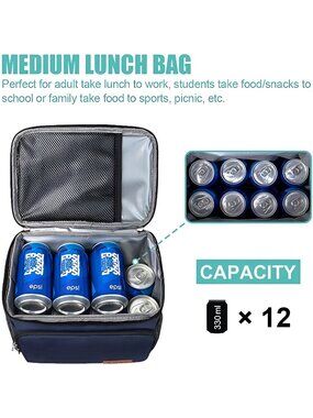 Lunch Bag for Women/Men - Reusable Lunch Box - Leakproof Cooler Tote Bag